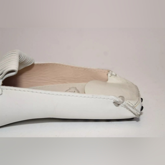Tod's Italy Made 37 7 White Leather Tassel Driving Moccasins Flats Shoes - Picture 5 of 15